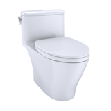 TOTO Nexus One-Piece Elongated 1.28 GPF Universal Height Toilet with CEFIONTECT and SS124 SoftClose Seat, WASHLET+ Ready, Cotton White, Vitreous China, MS642124CEFG#01