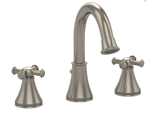 TOTO Vivian Alta Two Cross Handle Widespread 1.5 GPM Bathroom Sink Faucet, Brushed Nickel, Brass, TL220DDH#BN