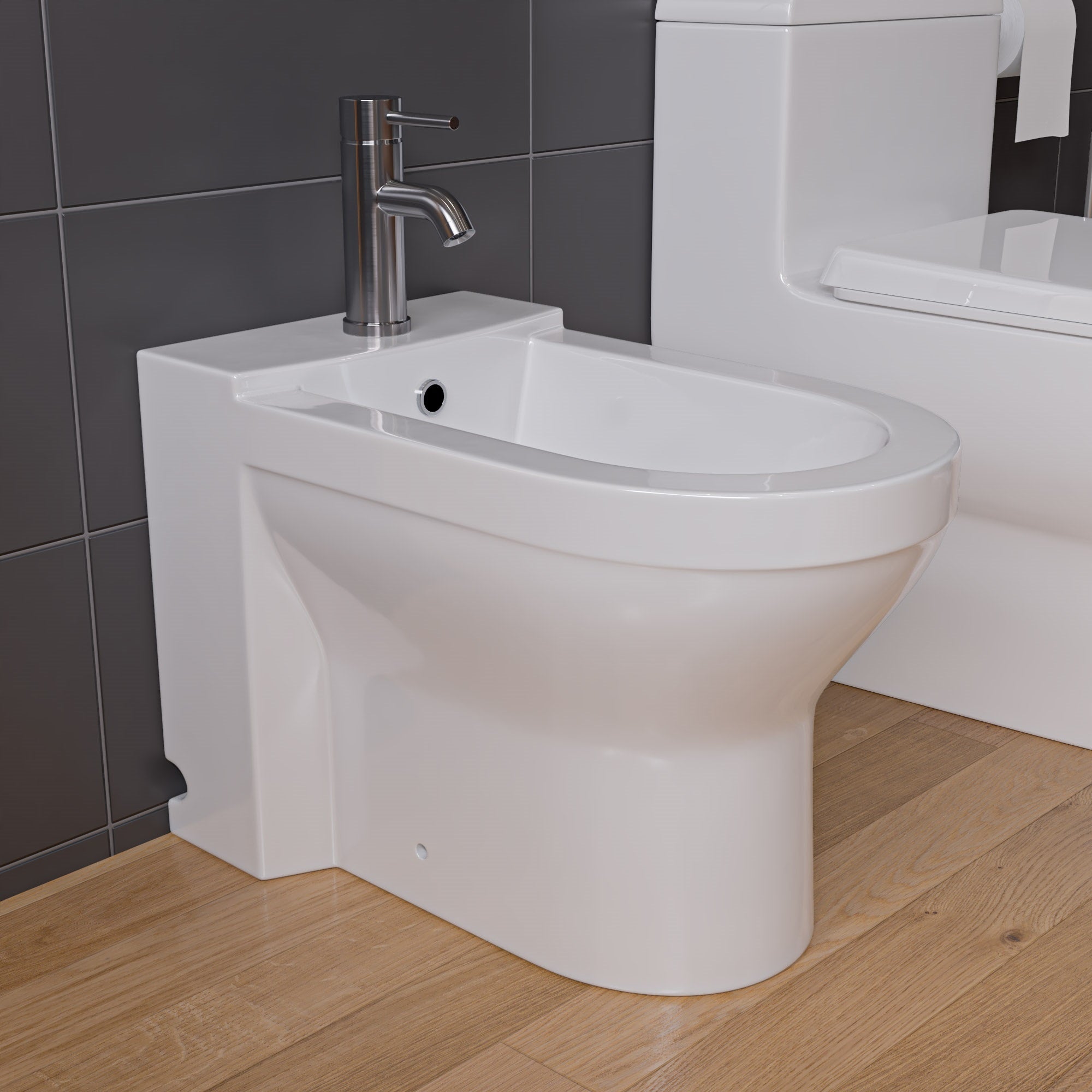 Alternative View of EAGO JA1010 White Ceramic Bathroom Bidet with Elongated Seat, Porcelain