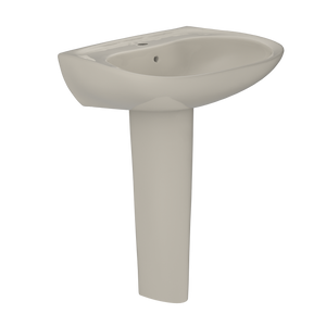Alternate Image for TOTO Prominence Oval Basin Pedestal Bathroom Sink with CeFiONtect for Single Hole Faucets, Bone, Vitreous China, LPT242G#03