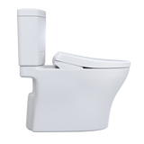 TOTO WASHLET+ Aquia IV Two-Piece Elongated Dual Flush 1.28 and 0.9 GPF Toilet and Contemporary WASHLET S7 Contemporary Bidet Seat, Cotton White, Vitreous China|Plastic, MW4464726CEMGN#01