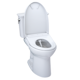 TOTO Drake Transitional WASHLET+ Two-Piece Elongated 1.28 GPF Universal Height TORNADO FLUSH Toilet and S7A Contemporary Bidet Seat with Auto Flush, Cotton White, Vitreous China|Plastic, MW7864736CEFGA#01