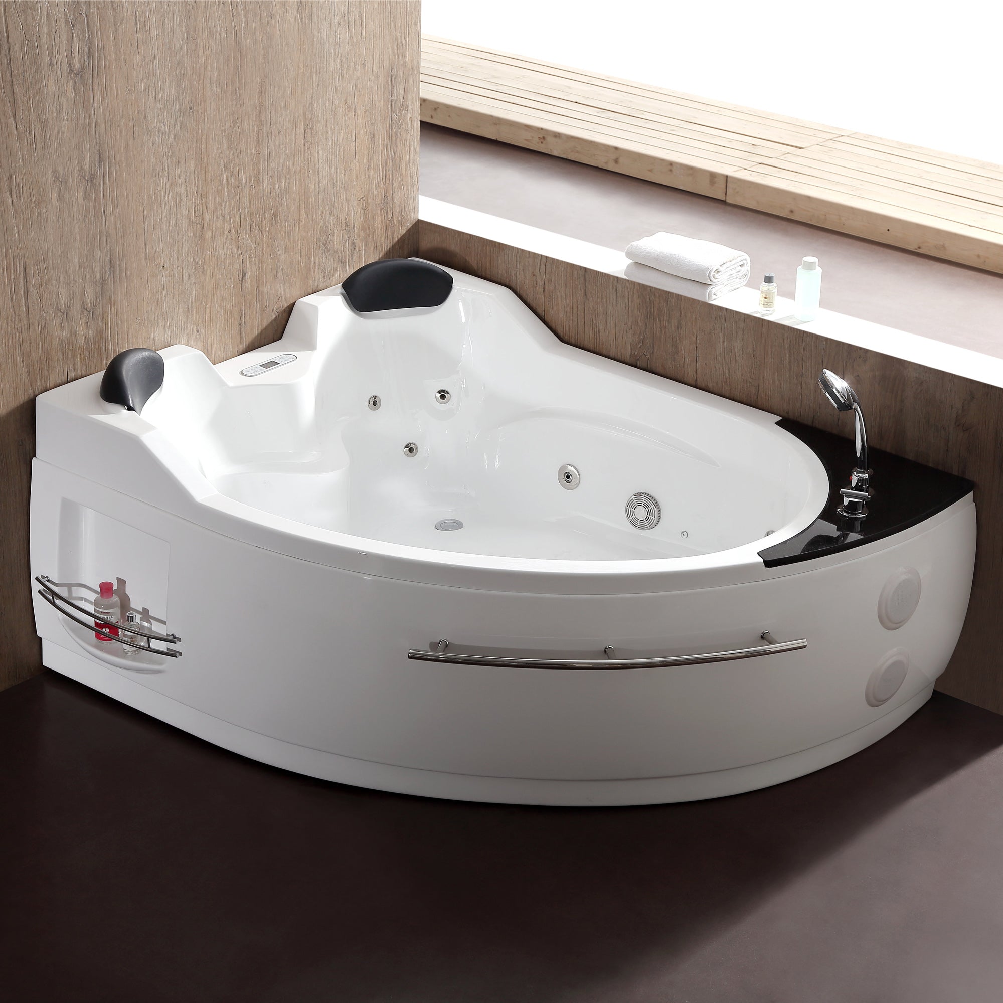 Eago 67" Acrylic Corner Neo-angle Round Bathtub, White, AM113ETL-R