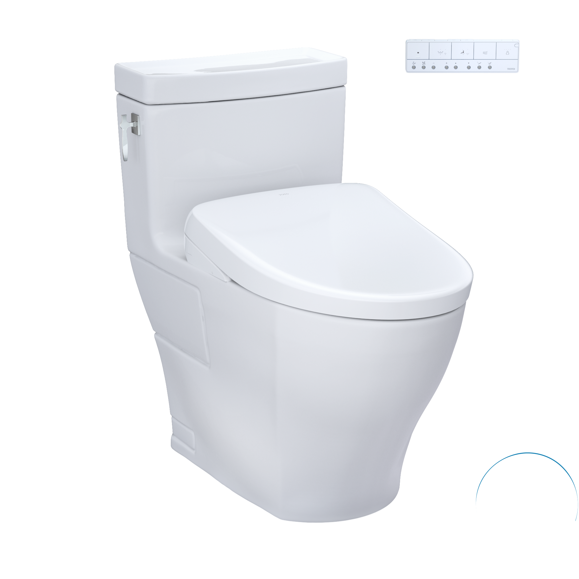 TOTO WASHLET+ Aimes One-Piece Elongated 1.28 GPF Toilet with Auto Flush S7A Contemporary Bidet Seat, Cotton White, Vitreous China|Plastic, MW6264736CEFGA#01