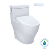 TOTO WASHLET+ Aimes One-Piece Elongated 1.28 GPF Toilet with Auto Flush S7A Contemporary Bidet Seat, Cotton White, Vitreous China|Plastic, MW6264736CEFGA#01