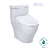 TOTO WASHLET+ Aimes One-Piece Elongated 1.28 GPF Toilet with Auto Flush S7A Contemporary Bidet Seat, Cotton White, Vitreous China|Plastic, MW6264736CEFGA#01