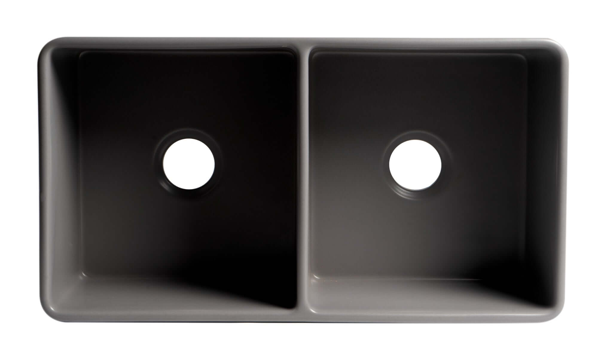 ALFI brand 33" Fireclay Farmhouse Sink, 50/50 Double Bowl, Gray Matte, No Faucet Hole, ABF3318D-GM