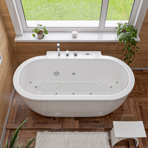 Alternate Image for Eago 71" Acrylic Free Standing Oval Bathtub with Fixtures, White, AM128ETL