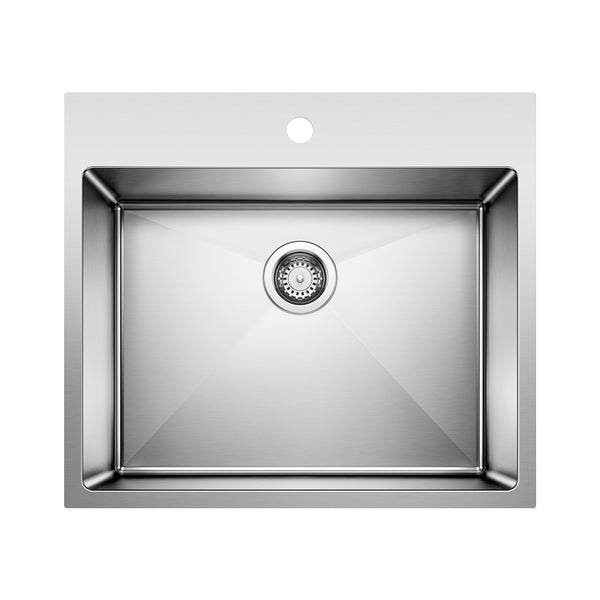 Blanco Quatrus 25" Drop In/Topmount Stainless Steel Laundry Sink, Satin Polish, 18 Gauge, 1 Faucet Hole, 443151