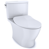 TOTO Nexus 1G Two-Piece Elongated 1.0 GPF Universal Height Toilet with CEFIONTECT and SS234 SoftClose Seat, WASHLET+ Ready, Cotton White, Vitreous China, MS442234CUFG#01