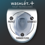 TOTO WASHLET+ Aquia IV Cube Two-Piece Elongated Dual Flush 1.28 and 0.9 GPF Toilet with C2 Bidet Seat, Cotton White, Vitreous China|Plastic, MW4363074CEMFGN#01