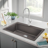 Blanco Liven 33" Dual Mount Silgranit Kitchen Sink, Volcano Gray, 1 Faucet Hole, 443200