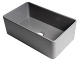 ALFI brand 30" Fireclay Farmhouse Sink, Gray Matte, No Faucet Hole, ABF3018-GM