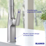 Blanco Rivana Semi-Pro Pull-Down Dual-Spray Kitchen Faucet, Satin Dark Steel, 1.5 GPM, Brass, 443266