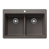Blanco Liven 33" Dual Mount Silgranit Kitchen Sink, 50/50 Double Bowl, Volcano Gray, 1 Faucet Hole, 443208
