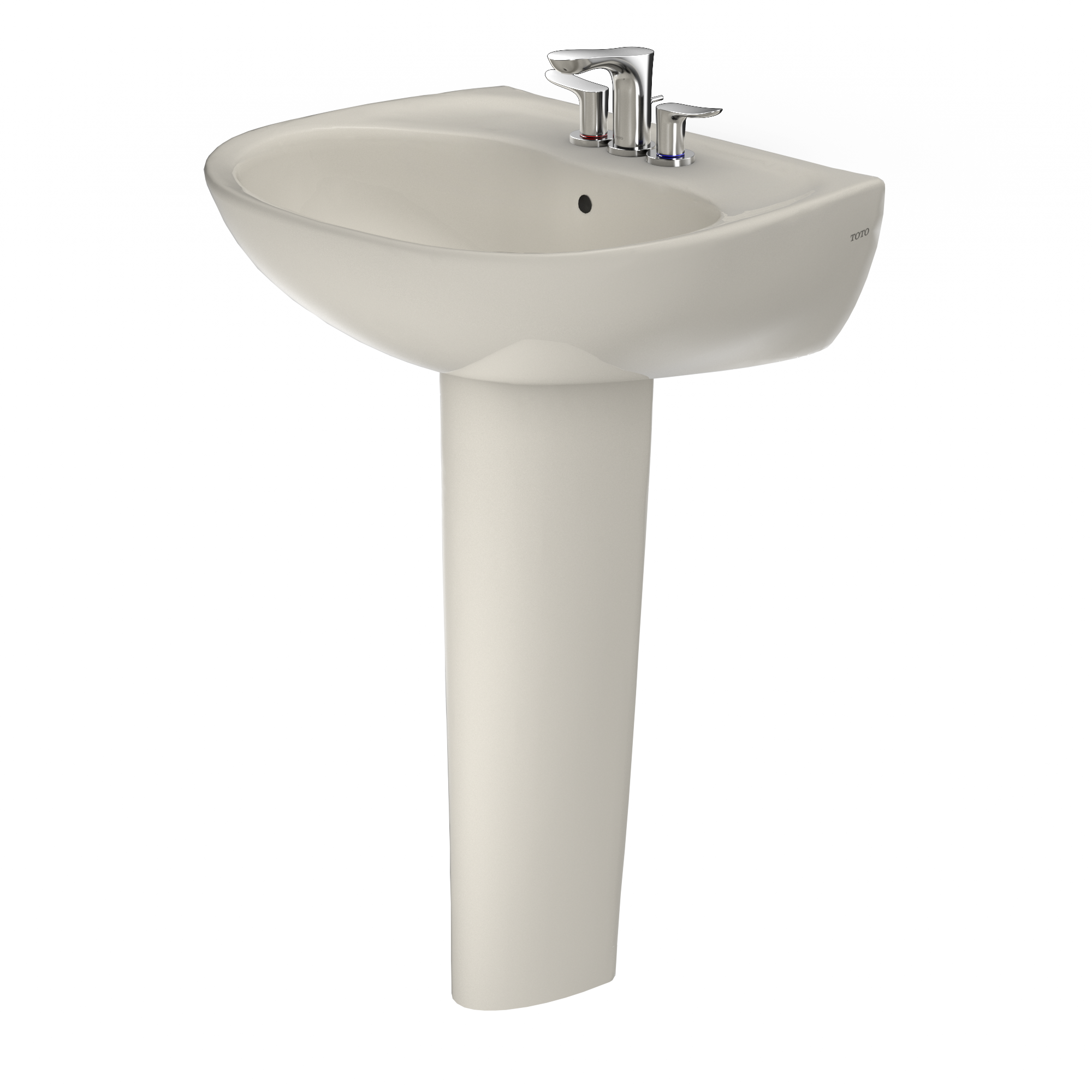 TOTO Supreme Oval Basin Pedestal Bathroom Sink with CeFiONtect for 4 Inch Center Faucets, Sedona Beige, Vitreous China, LPT241.4G#12
