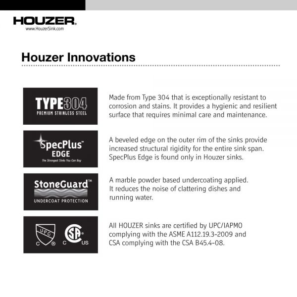 Houzer 17" Stainless Steel Undermount Bathroom Sink, Round, with Overflow Hole, CRO-1620-1