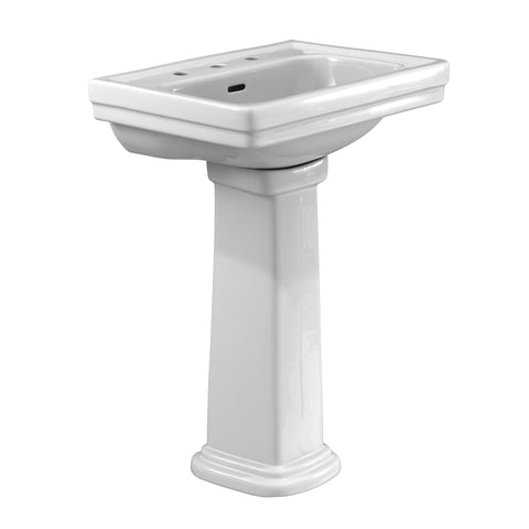 TOTO Promenade 24" x 19-1/4" Rectangular Pedestal Bathroom Sink for 8 inch Center Faucets, Cotton White, Vitreous China, LPT532.8N#01