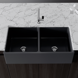 Crestwood 36" Fireclay Farmhouse Sink 50/50 Double Bowl, Charcoal, CW-MOD-362-DBL-CHARCOAL
