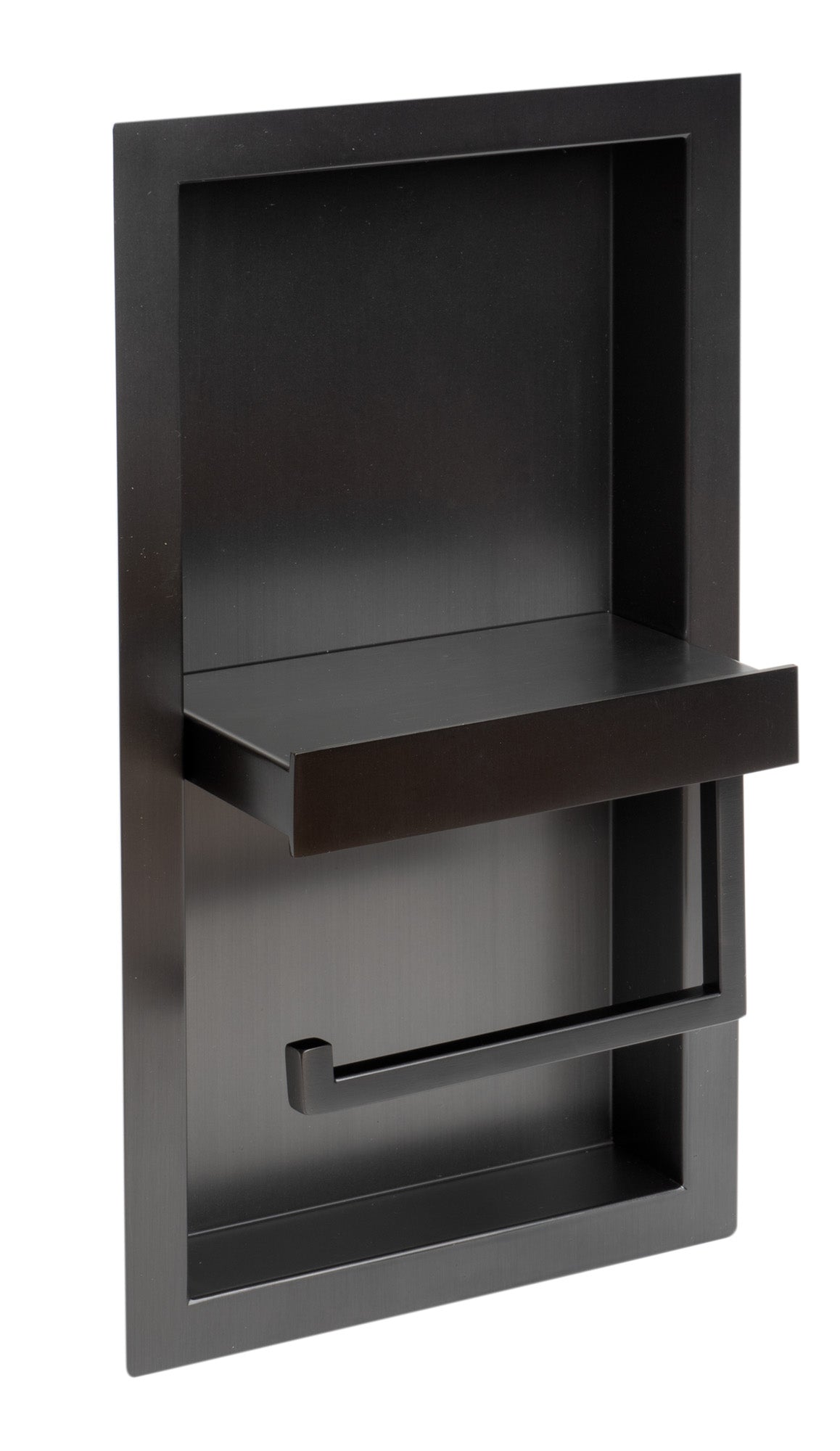 ALFI brand ABTPNP88-BB Brushed Black PVD Stainless Steel Recessed Toilet Paper Holder Niche, 19 Gauge