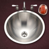 Houzer 17" Stainless Steel Undermount Bathroom Sink, Round, with Overflow Hole, CRO-1620-1