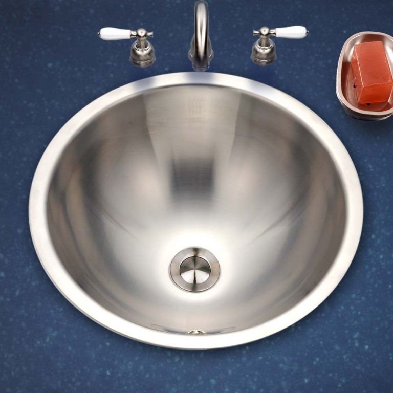 Houzer 17" Stainless Steel Undermount Bathroom Sink, Round, with Overflow Hole, CRO-1620-1