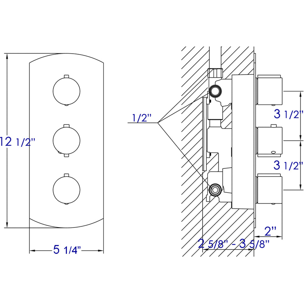 Alternative View of ALFI brand AB4001-PC Polished Chrome Concealed 3-Way Thermostatic Valve Shower Mixer Round Knobs, Brass