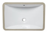 Eago 22" x 15" Rectangle Under Mount Porcelain Bathroom Sink, White, No Faucet Hole, BC227