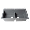 ALFI brand 34" Drop In Granite Composite Workstation Kitchen Sink with Accessories, 50/50 Double Bowl, Titanium, 1 Faucet Hole, AB3418DBDI-T