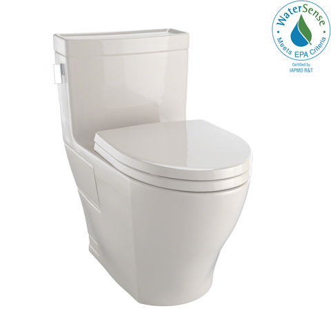 TOTO Legato WASHLET+ One-Piece Elongated 1.28 GPF Universal Height Skirted Toilet with CEFIONTECT, Bone, Vitreous China, MS624124CEFG#03