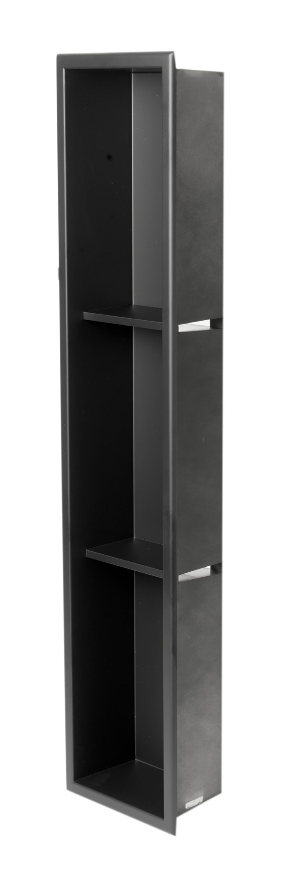 ALFI brand ABNC0836-BLA 8" x 36" Black Matte Stainless Steel Vertical Triple Shelf Bath Shower Niche, 20 Gauge