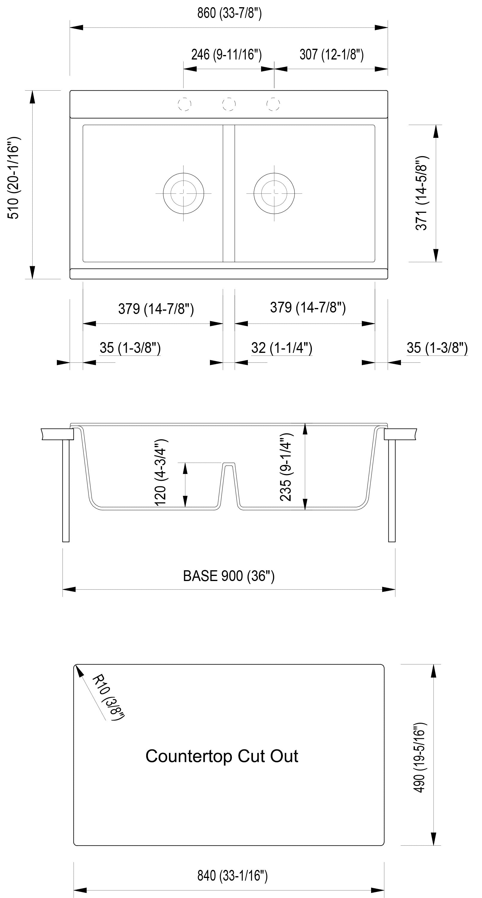 ALFI 34" Drop In Granite Composite Workstation Kitchen Sink with Accessories, 50/50 Double Bowl, White, 1 Faucet Hole, AB3418DBDI-W