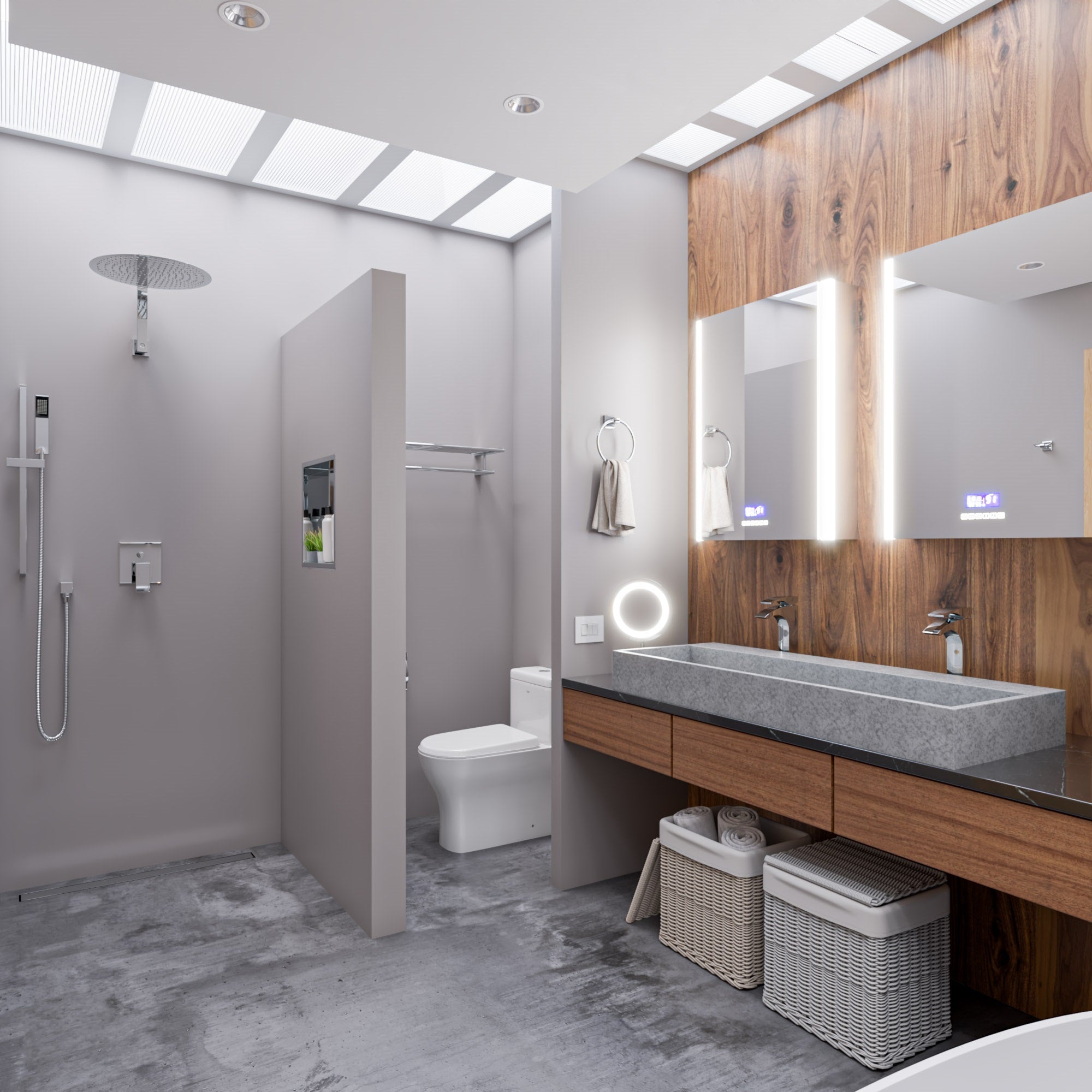 ALFI brand 48" x 18" Rectangle Above Mount or Semi Recessed Concrete Bathroom Sink, Gray Matte, No Faucet Hole, ABCO48TR