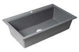 ALFI brand 34" Drop In Granite Composite Workstation Kitchen Sink with Accessories, Titanium, 1 Faucet Hole, AB3418SBDI-T