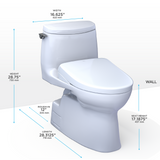 TOTO WASHLET+ Carlyle II 1G One-Piece Elongated 1.0 GPF Toilet and WASHLET+ S7 Contemporary Bidet Seat, Cotton White, Vitreous China|Plastic, MW6144726CUFG#01