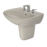 TOTO Supreme Oval Wall-Mount Bathroom Sink with CEFIONTECT and Shroud for 8 Inch Center Faucets, Bone, Vitreous China, LHT241.8G#03