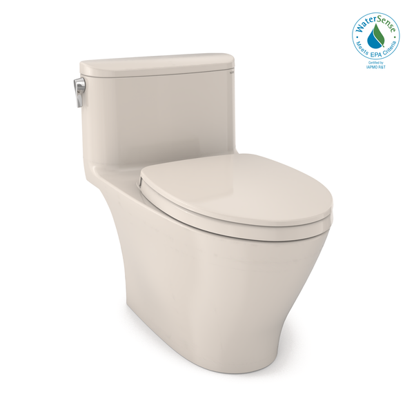 TOTO Nexus 1G One-Piece Elongated 1.0 GPF Universal Height Toilet with CEFIONTECT and SS124 SoftClose Seat, WASHLET+ Ready, Sedona Beige, Vitreous China, MS642124CUFG#12