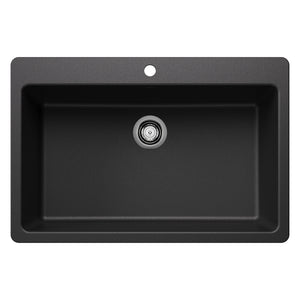Alternate Image for Blanco Liven 33" Dual Mount Silgranit Kitchen Sink, Anthracite, 1 Faucet Hole, 443195