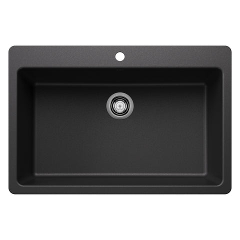 Blanco Liven 33" Dual Mount Silgranit Kitchen Sink, Anthracite, 1 Faucet Hole, 443195