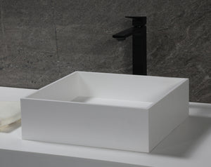 Alternate Image for ALFI brand 15.13" x 15.13" Square Above Mount Resin Bathroom Sink, White Matte, No Faucet Hole, ABRS14S