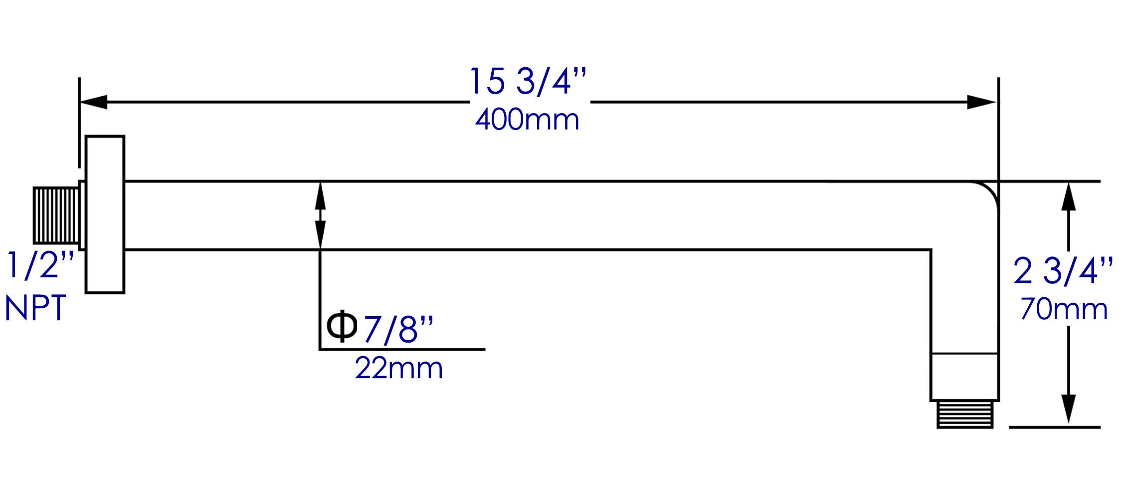 ALFI brand ABSA16R-BN Brushed Nickel 16" Round Wall Shower Arm, Brass