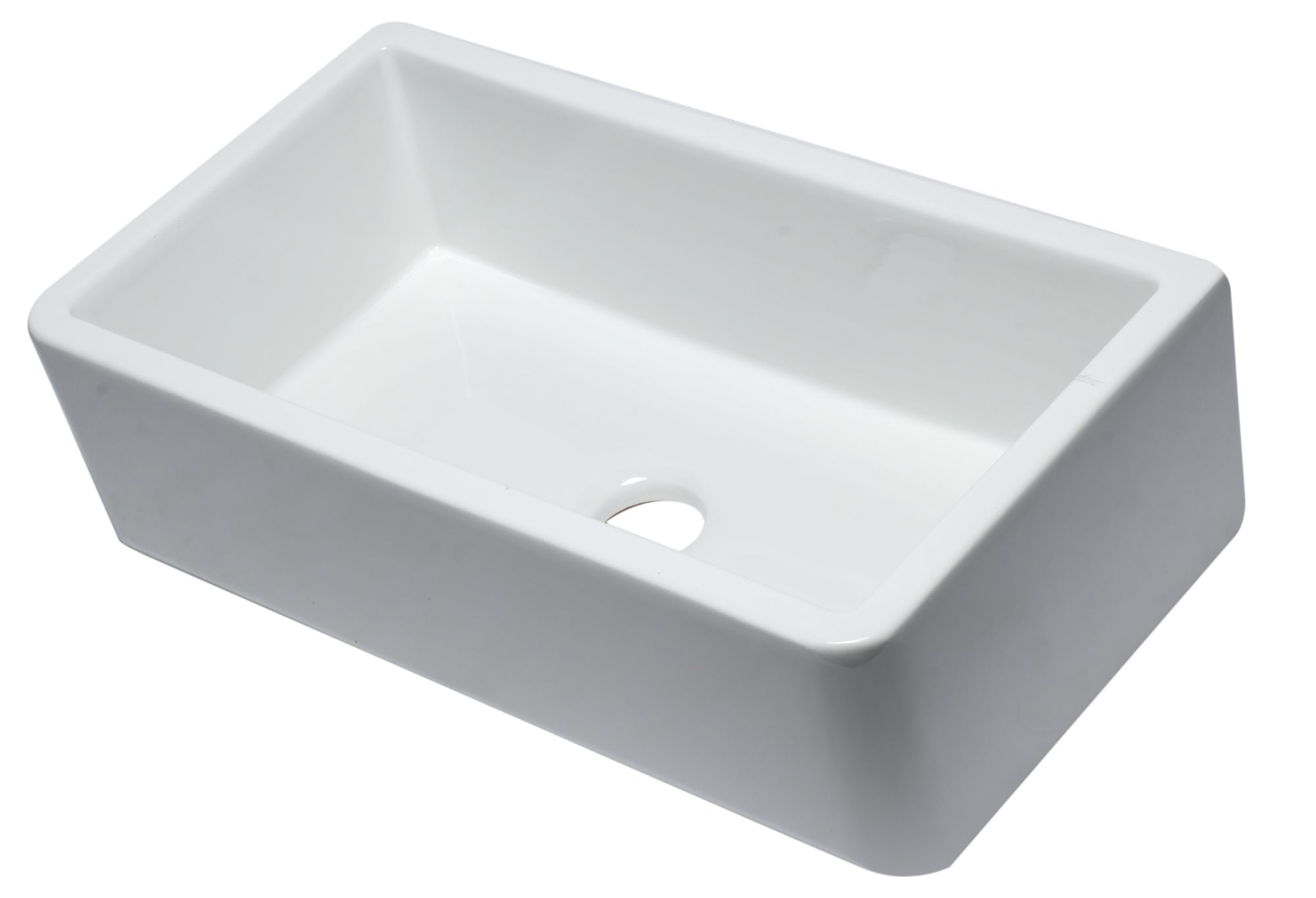 ALFI 33" Single Bowl Thick Wall Fireclay Farmhouse Apron Sink, Reversible, White, AB3318SB-W