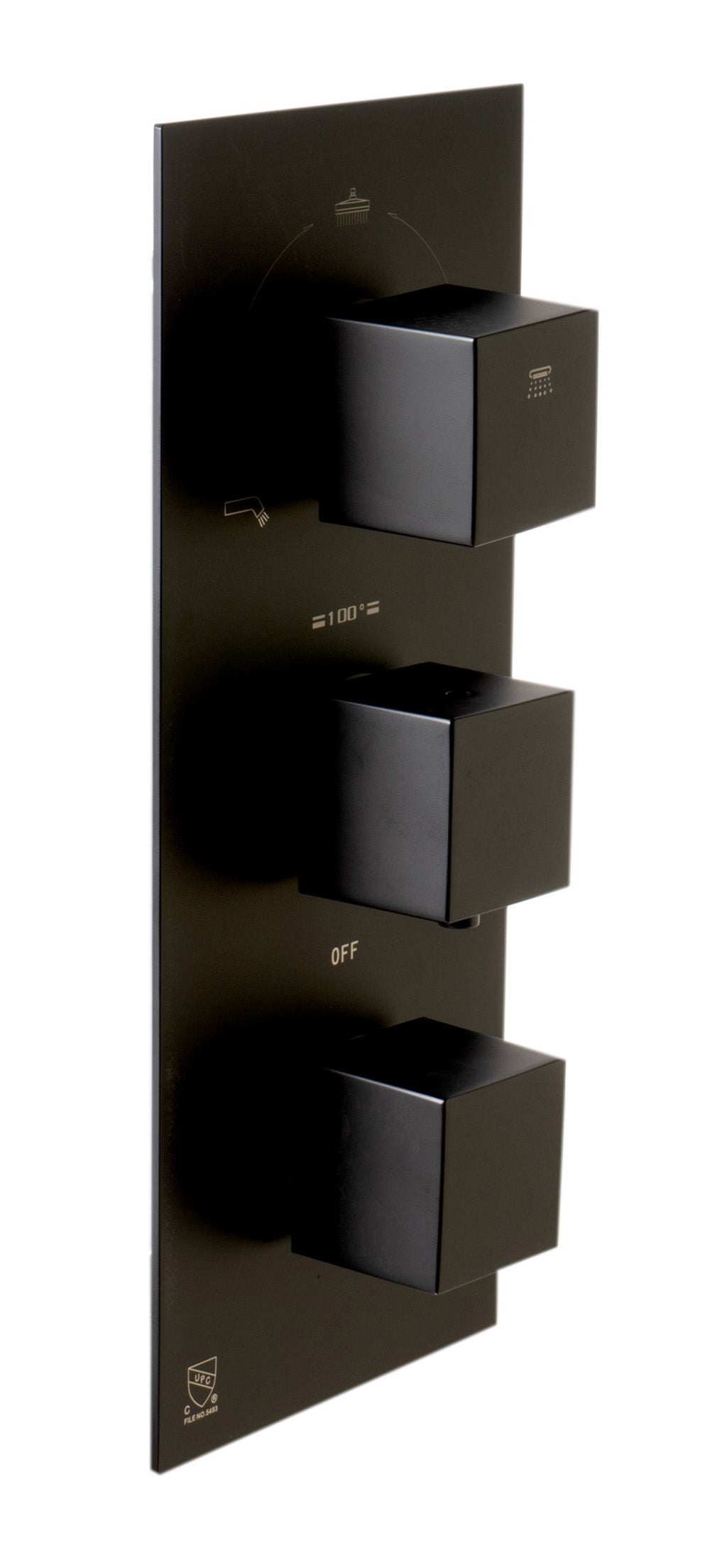 ALFI brand AB2801-BM Black Matte 3-Way Thermostatic Valve Shower Mixer Square Knobs, Brass
