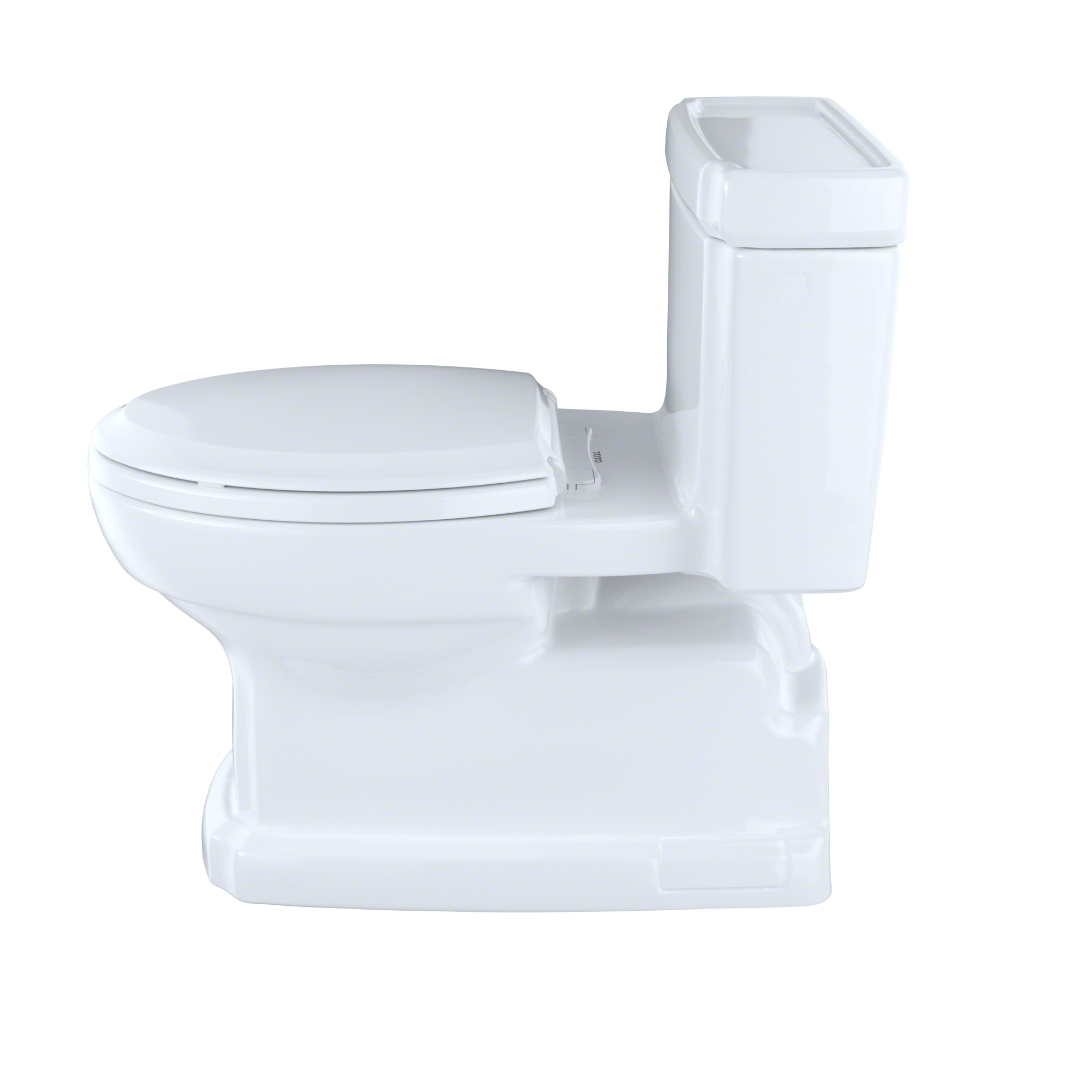 TOTO Eco Guinevere Elongated 1.28 GPF Universal Height Skirted Toilet with CEFIONTECT and SoftClose Seat, Cotton White, Vitreous China|Plastic, MS974224CEFG#01