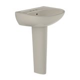 TOTO Supreme Oval Basin Pedestal Bathroom Sink with CeFiONtect for 4 Inch Center Faucets, Bone, Vitreous China, LPT241.4G#03