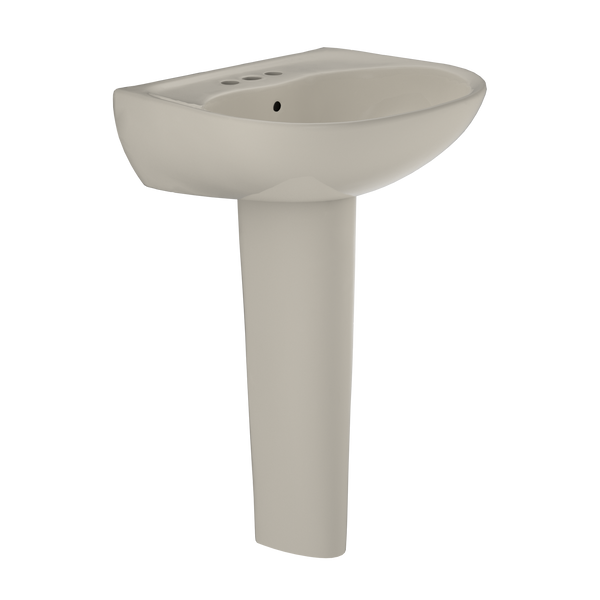 TOTO Supreme Oval Basin Pedestal Bathroom Sink with CeFiONtect for 4 Inch Center Faucets, Bone, Vitreous China, LPT241.4G#03