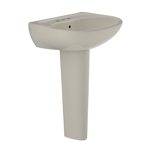 TOTO Supreme Oval Basin Pedestal Bathroom Sink with CeFiONtect for 4 Inch Center Faucets, Bone, Vitreous China, LPT241.4G#03