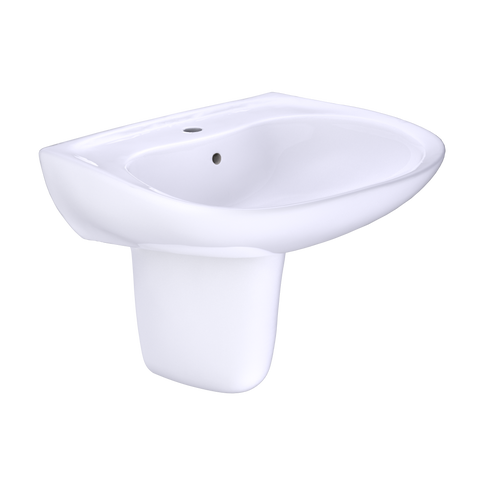 TOTO Prominence Oval Wall-Mount Bathroom Sink with CeFiONtect and Shroud for Single Hole Faucets, Cotton White, Vitreous China, LHT242G#01