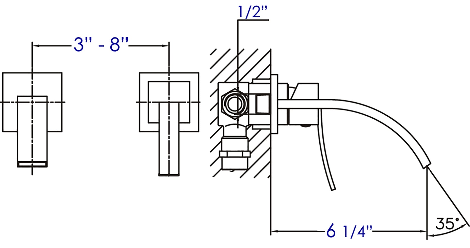 ALFI Brushed Nickel Single Lever Wallmount Bathroom Faucet, AB1256-BN