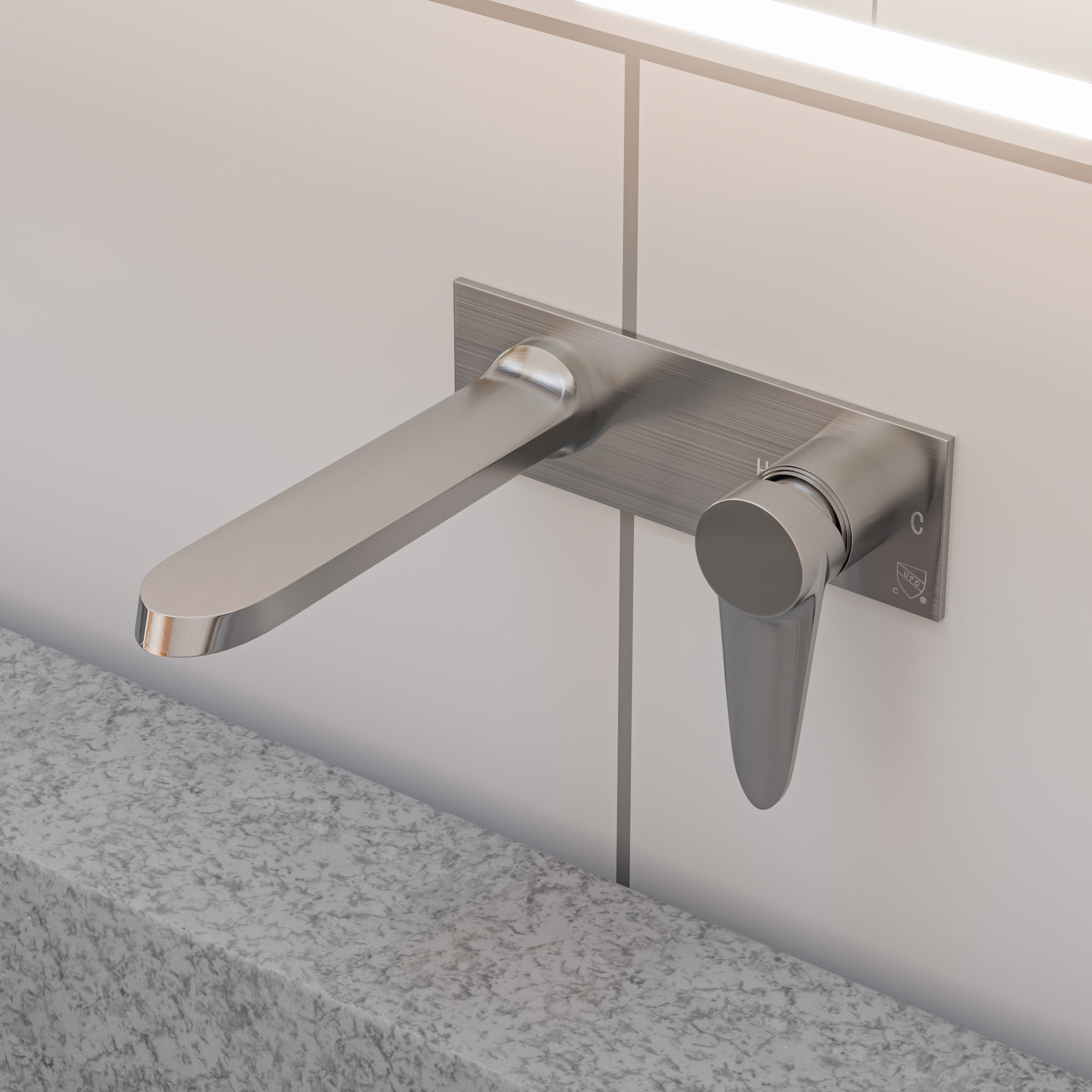 Modern authentic brushed nickel bathroom faucet